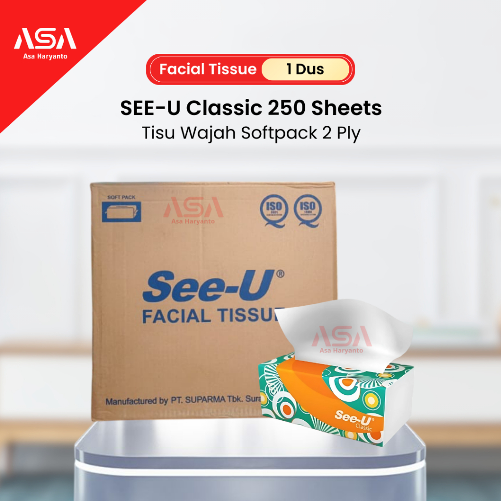 GROSIR 1 DUS SEE U Facial Tissue 250 Sheets 2 Ply - 1 Dus Isi 40 Packs