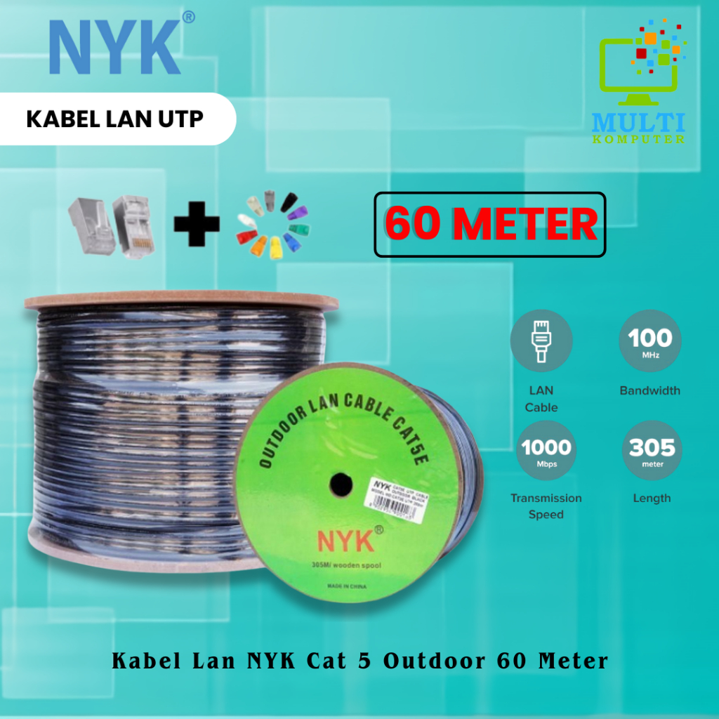 Kabel lan 60 Meter Nyk Outdoor cat 5e utp - Cable lan rj45 nyk cat5