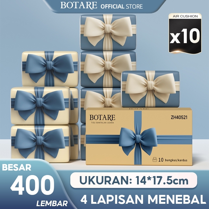 [ 10 PCS ] Botare Air-Cushion Tisu Muka Deluxe Lembut 4 Lapisan 400 helai