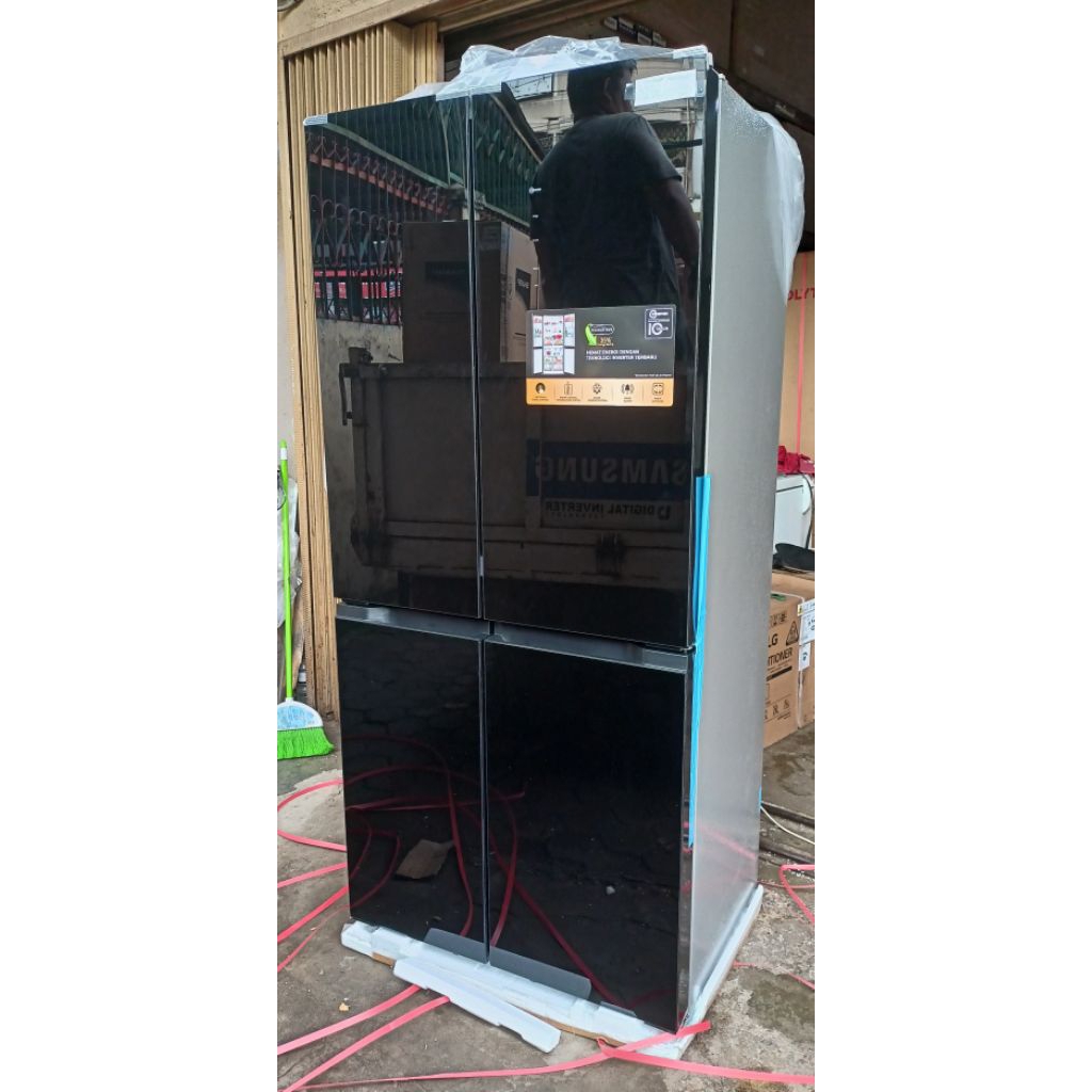 Polytron prs-510x kulkas 4 pintu side by side 480 liter belleza lemari es inverter technology deodor