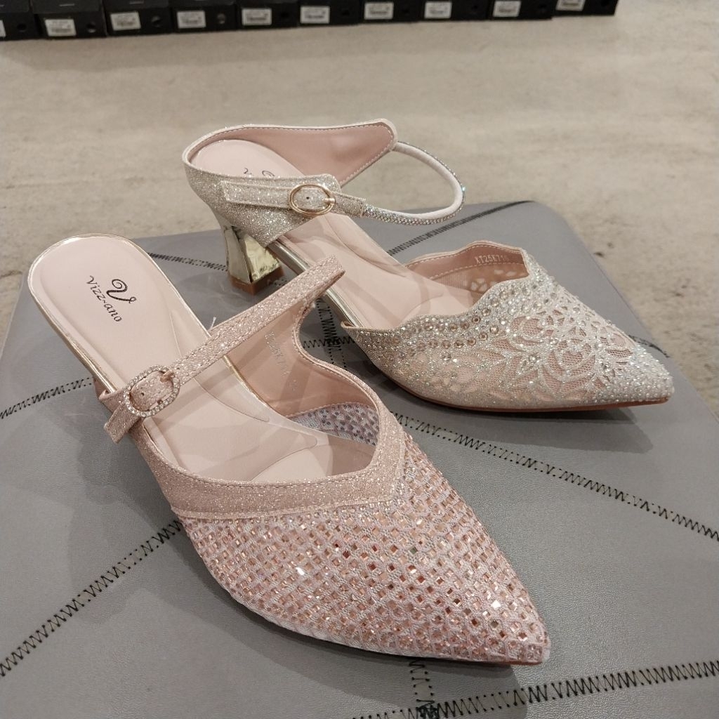 VIZZANO sepatu selop/mules wanita pesta heels 5cm ori