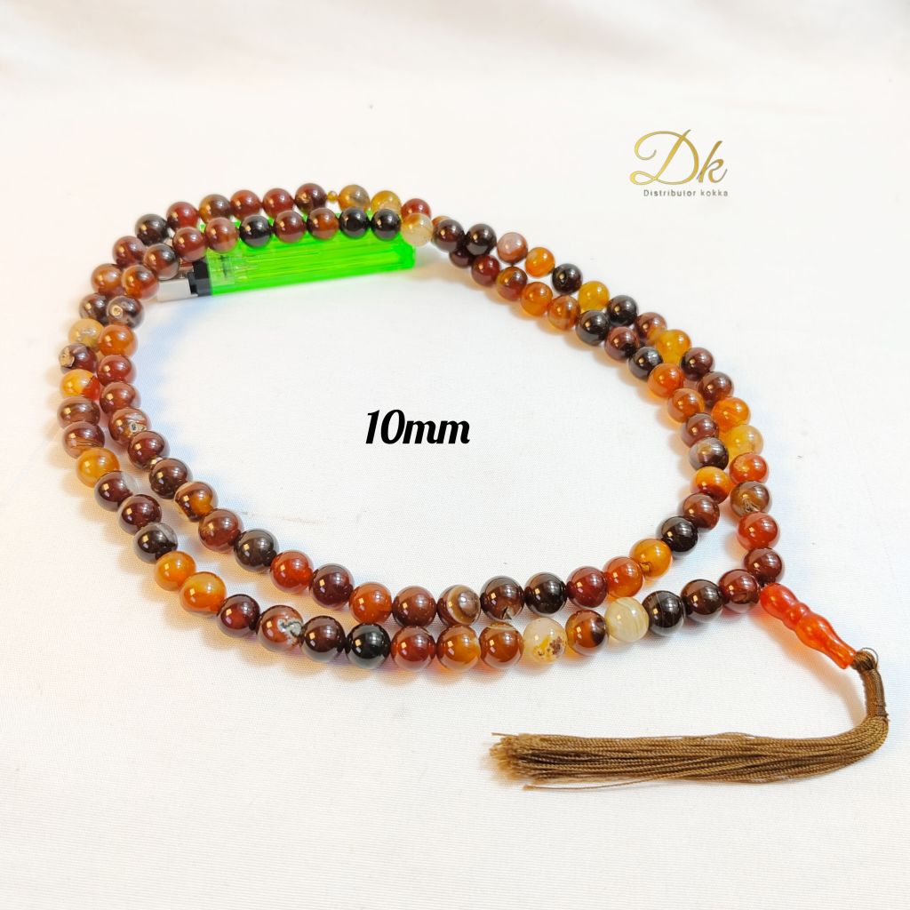 TASBIH 99 BUTIR BATU AKIK SULAIMAN MADU 10MM