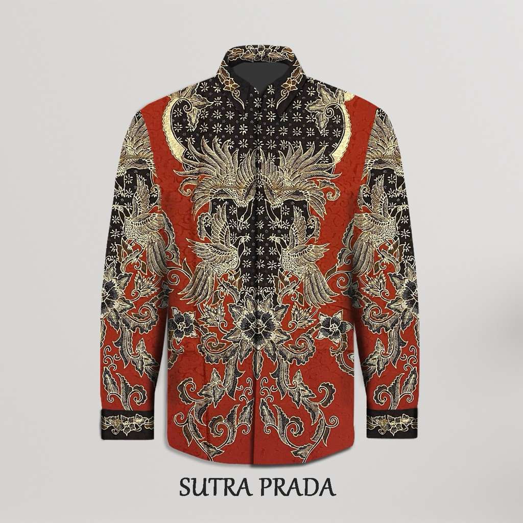 Bahan Kain Batik Tulis Sutra ATBM Baron Prada - Pola Kemeja Batik Pria Lengan Panjang (Batik Tulis A