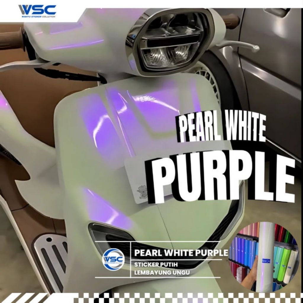 skotlet / sticker putih lembayung ungu / putih mutiara ungu