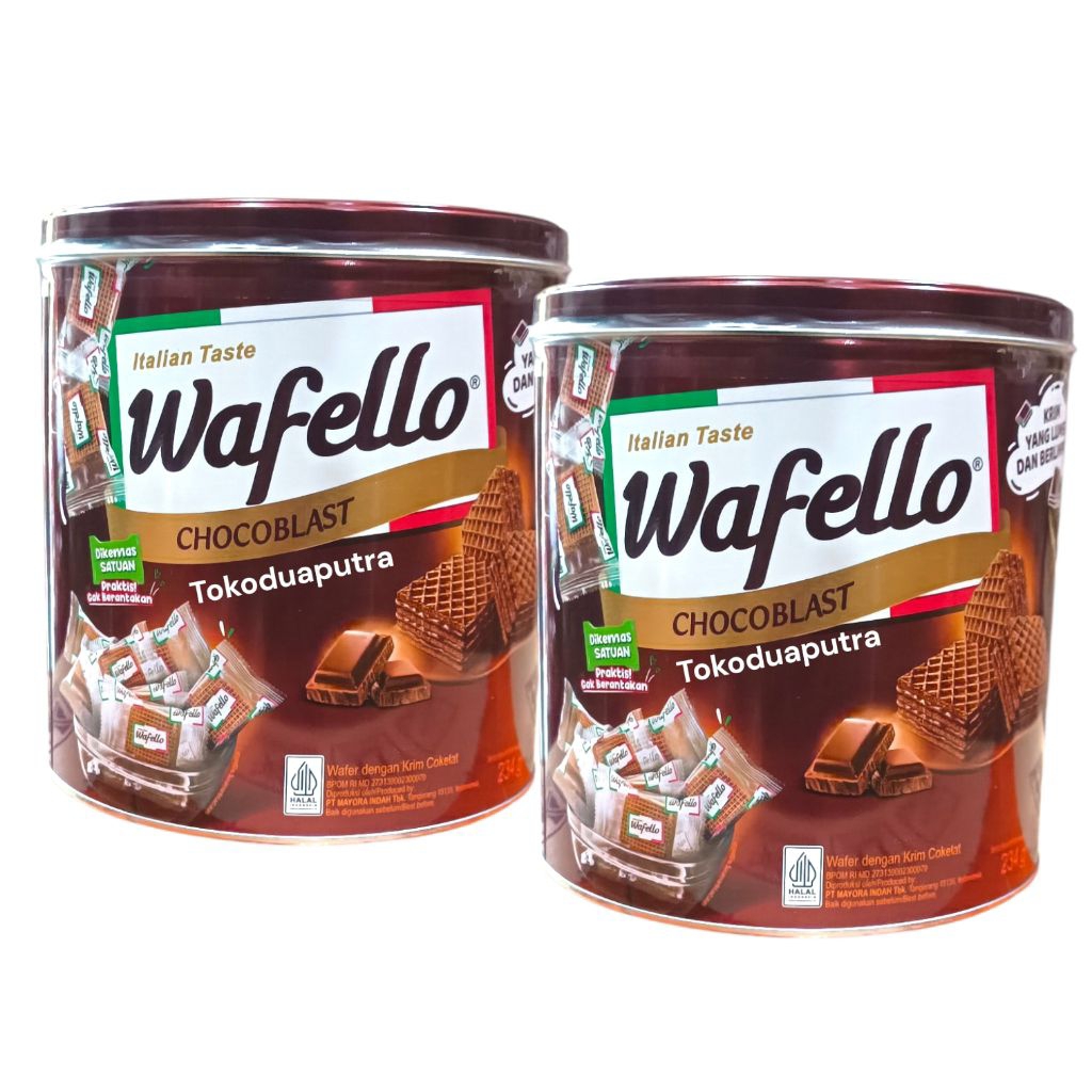 Wafello Coklat Kaleng 234 Gr X 2 Kaleng / Wafer Wafello Coklat / Wafello Kaleng coklat