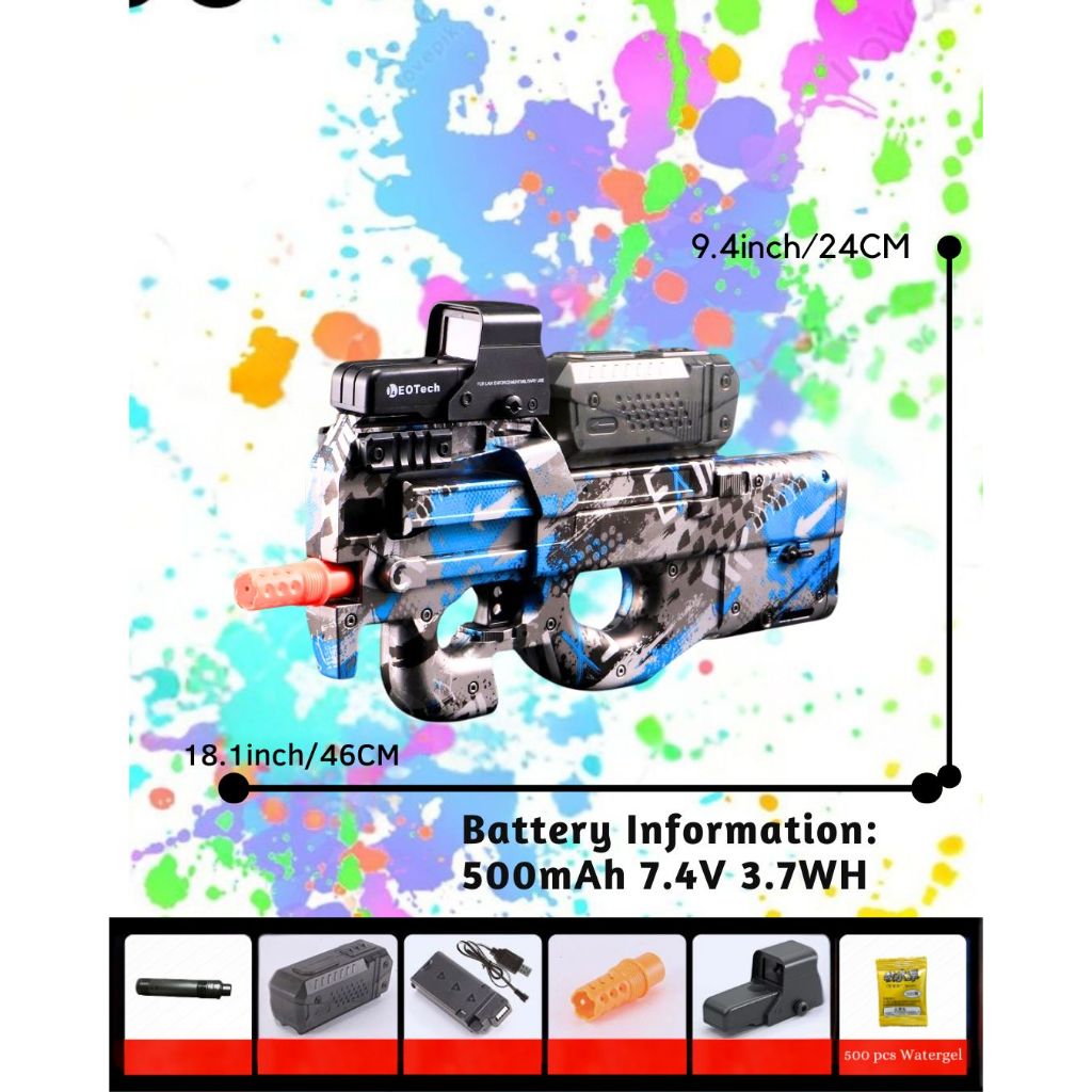 Tembakan Anak WGG P90 With Holo Sight Water Gel Blaster Mainan Submachine Gun Watergel