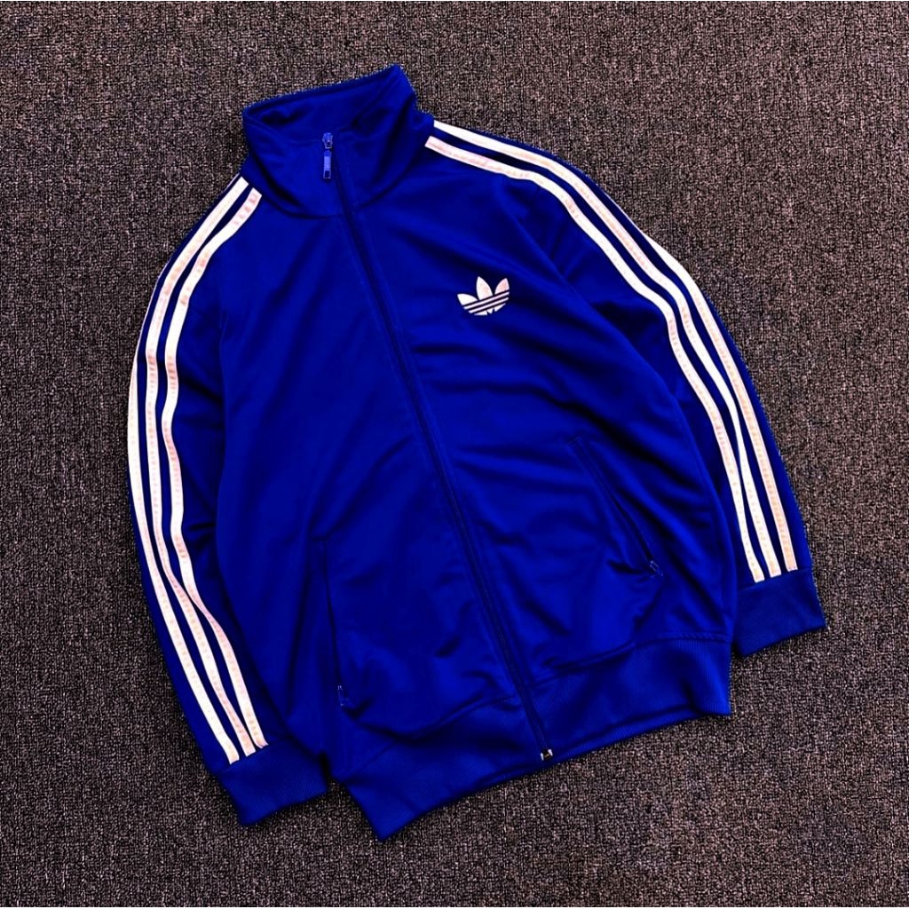 ADIDAS FIREBIRD BLUE TRACKTOP 3 STRIPES WHITE