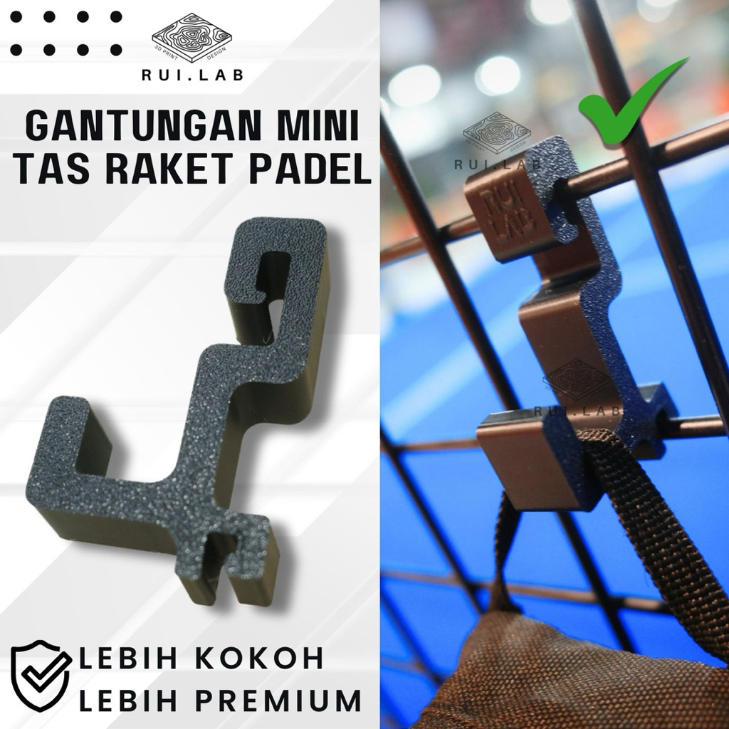 Gantungan Tas dan Raket Padel model kecil - Aksesoris Lapangan padel RUI.LAB