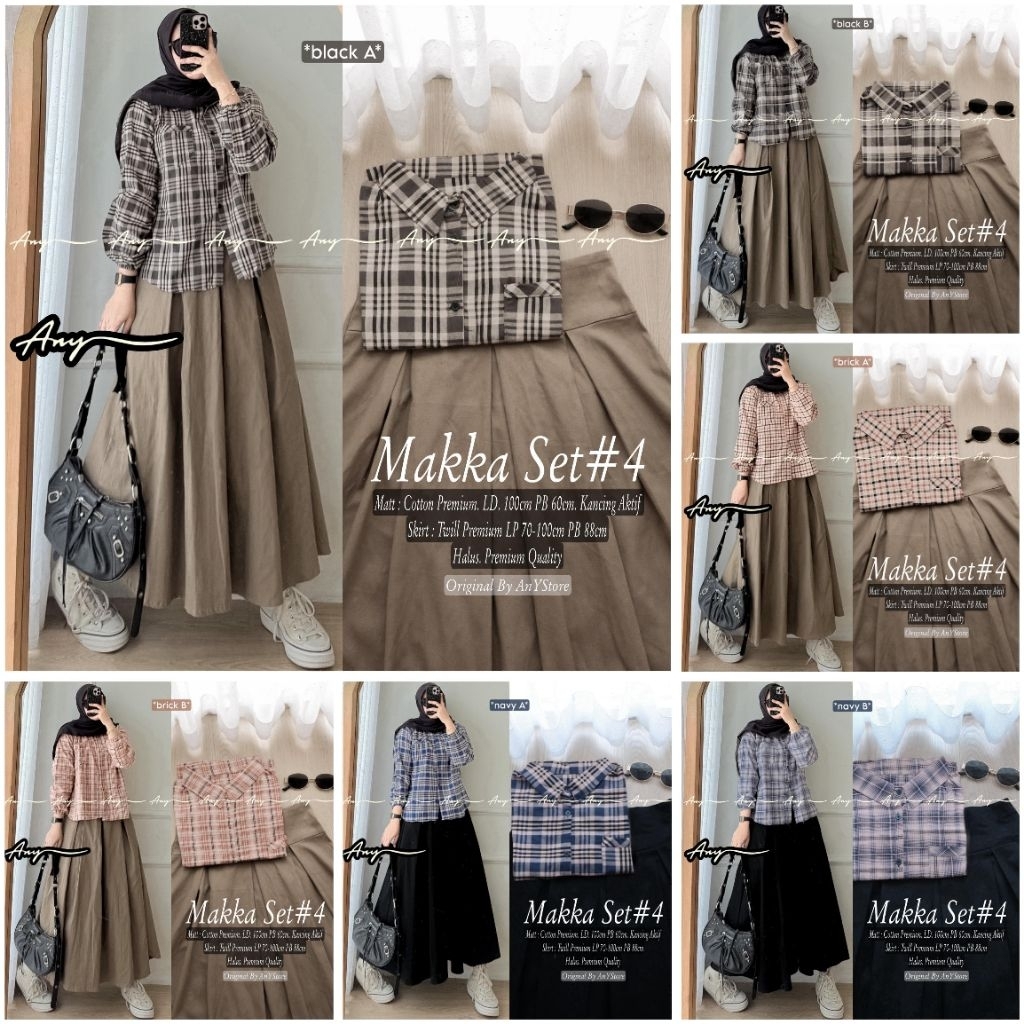 makka one set rok jeans by A.N.Y kemeja stripe baju kemeja wanita one set wanita kekinian rok panjan