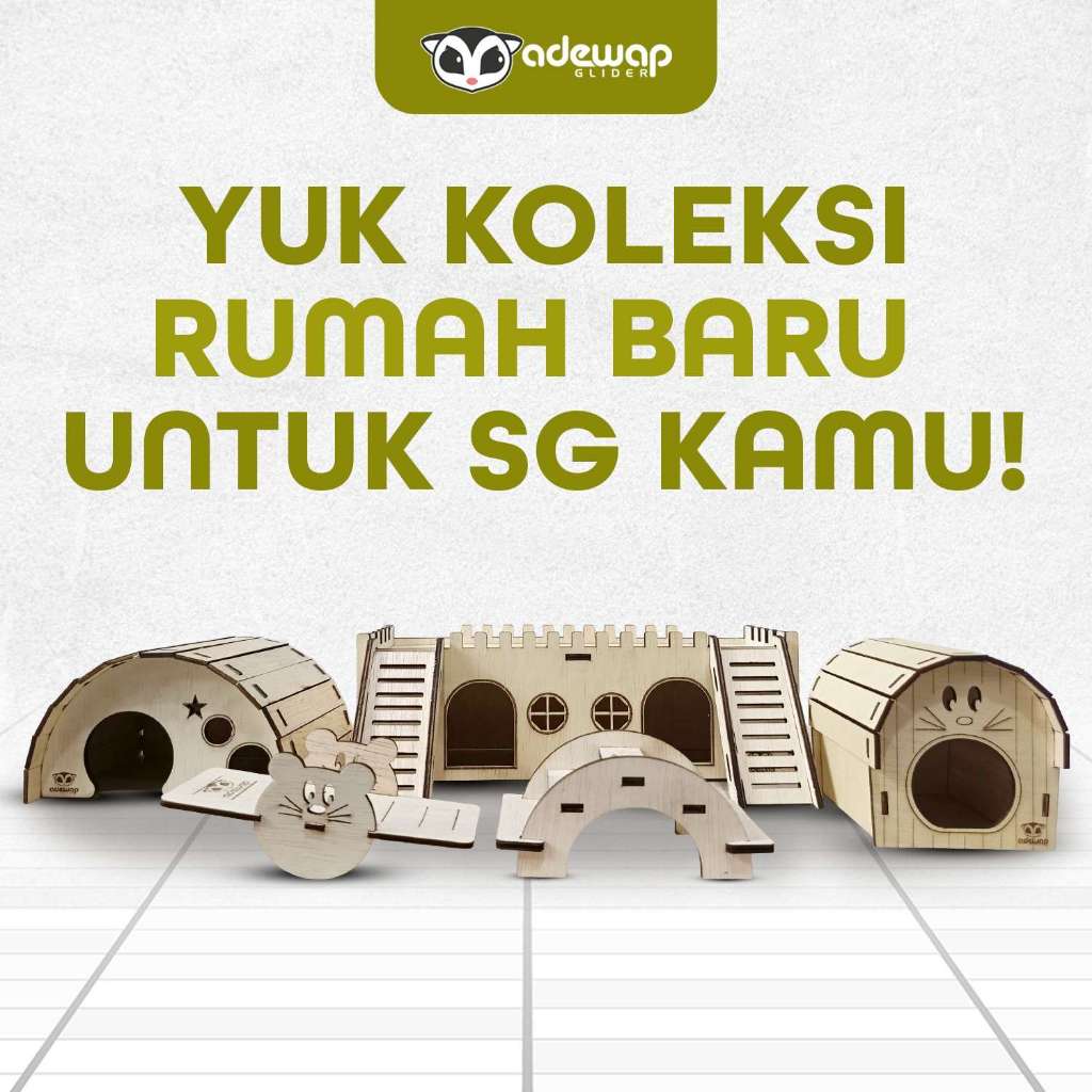 ADEWAP GLIDER Jembatan Mini Laser Cut Mainan Kayu Sugar Glider Hamster Marmut Tempat Bersembunyi & Bermain Hewan Kecil