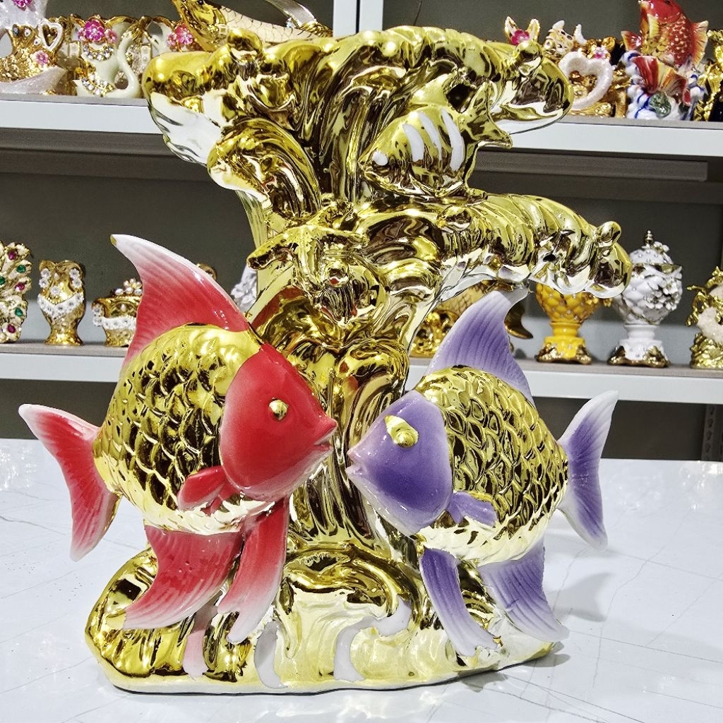 PAJANGAN VAS IKAN KERAMIK IMPORT / PAJANGAN LEMARI KACA / DEKORASI RUMAH