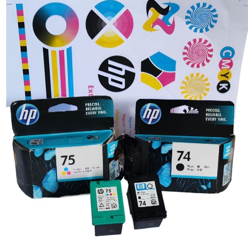Tinta catrige 74+75 (1set) printer hp siap pakai desket D4260,D4360,photosmart C4280,C4345,C4380,C44