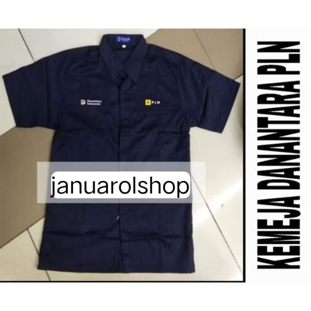 Kemeja PLN Seragam PLN Danantara Baju Danantara Indonesia PLN Putih Lengan Pendek Pria Bordir