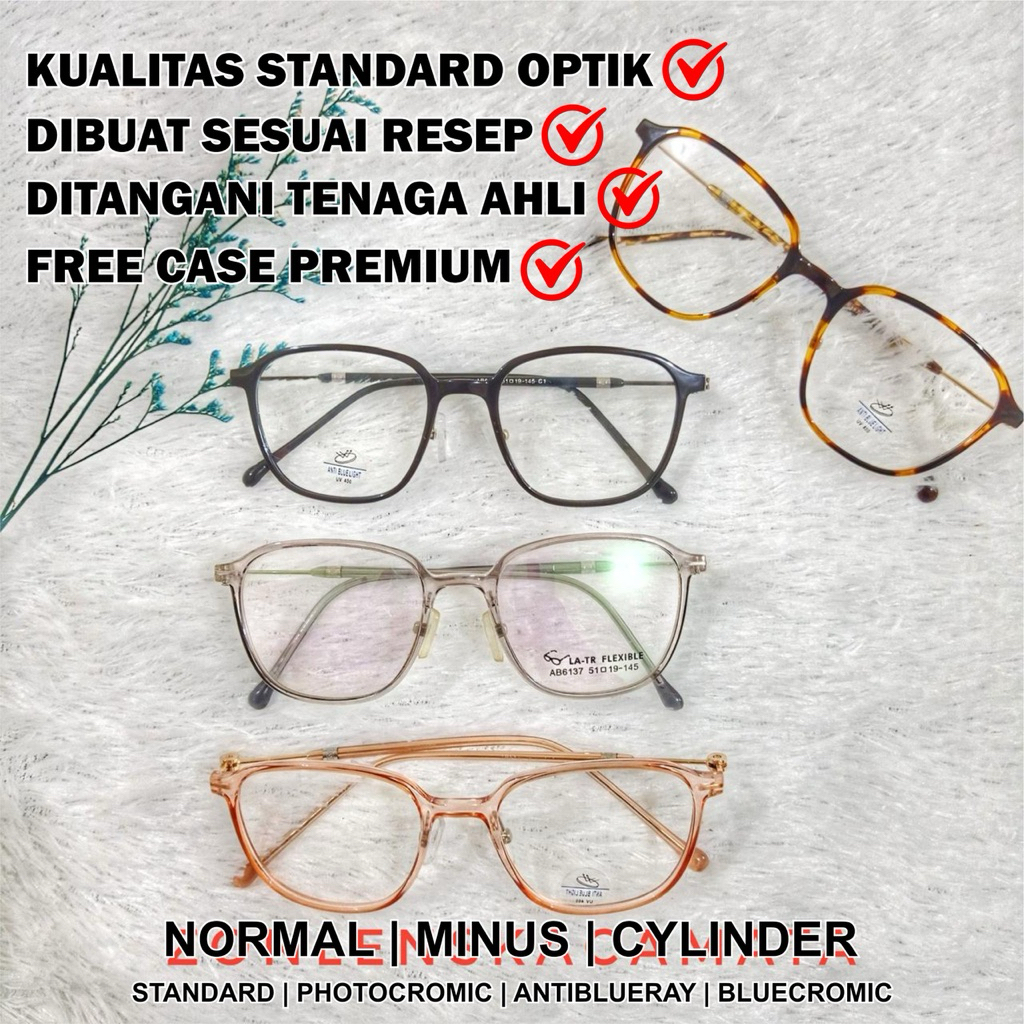 KACAMATA KOTAK NOSEPAD Unisex - Photocromic antiradiasi, blueray, bluecromic. Bisa Normal/Minus