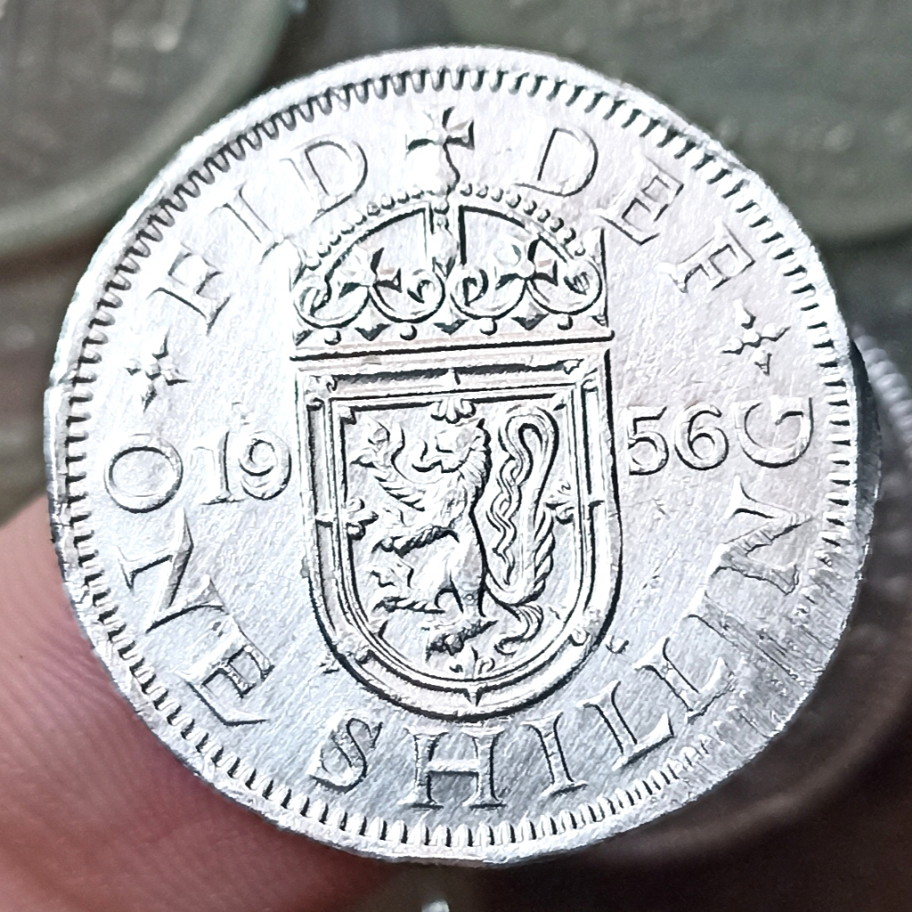 Koin Kuno Inggris (UK) 1 Shilling Scootish Shield Tahun 1956