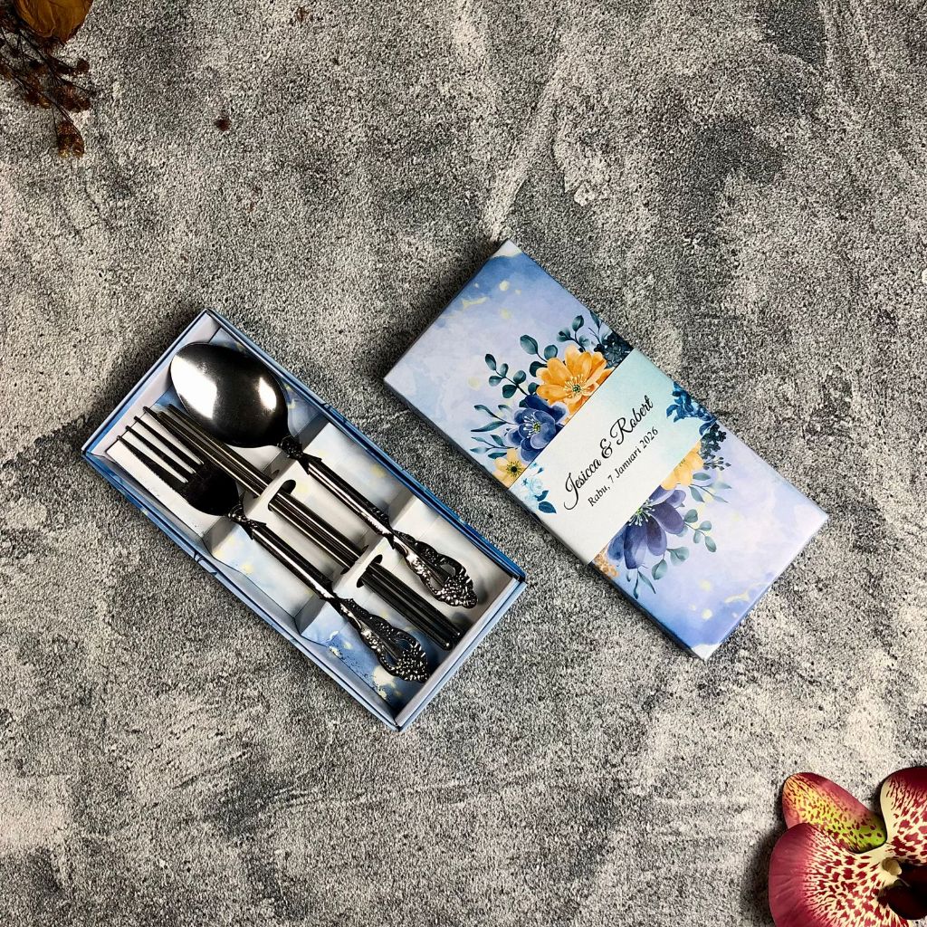 souvenir sendok set wayang stainless / sovenir sendok garpu sumpit stainless tebal murah malang