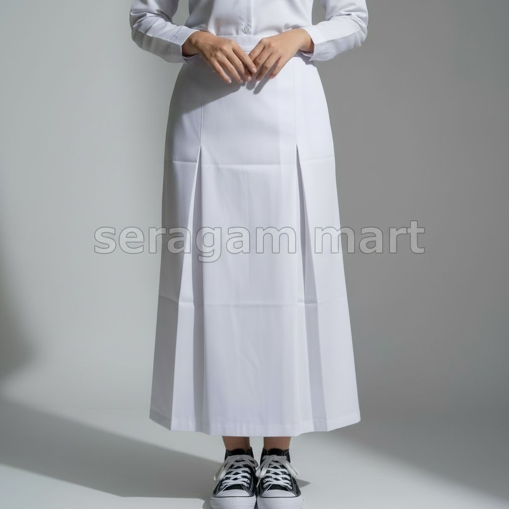 Rok Span Belah 2 Putih Sekolah SMA SMP Bahan Licin