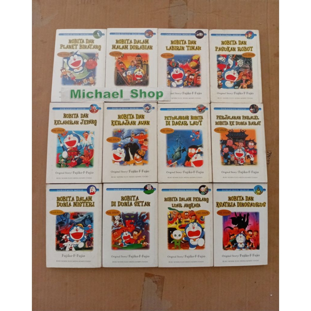 12 Judul Komik BerWarna Doraemon Nobita Petualangan Movie TAMAT LANGKA LENGKAP ( Cover Putih , Berat