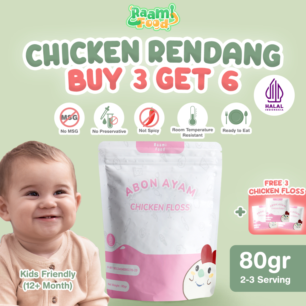 Raami Food Abon Ayam Anak Premium Penambah Nafsu Makan Tanpa MSG Tanpa Pengawet