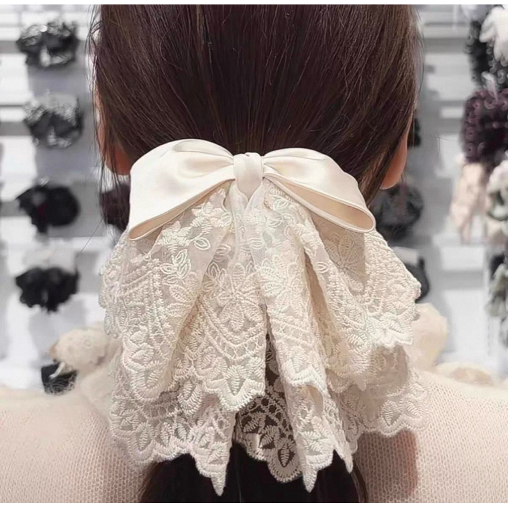 Jepitan Rambut Pita Bunga Korea Elegan