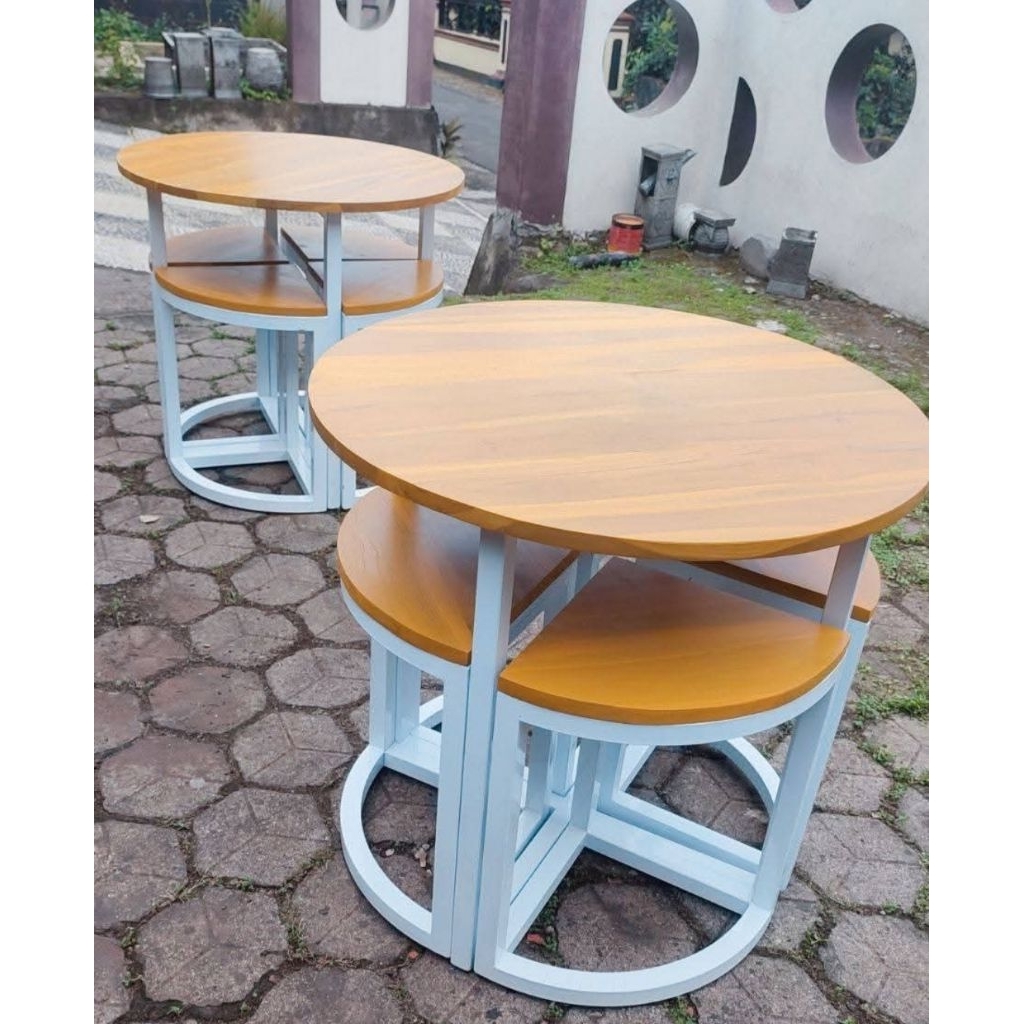 1 Set Meja dan Kursi Warkop | Meja Kursi Bundar | Meja Kursi 1 Set Warung | Kursi Meja Bulat | 1 Set