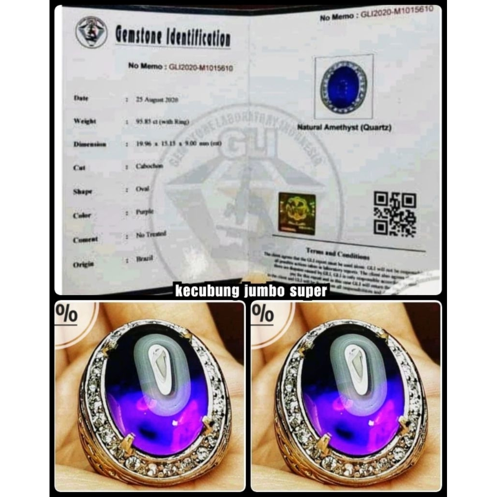 batu permata kecubung kristal super asli kalimantan