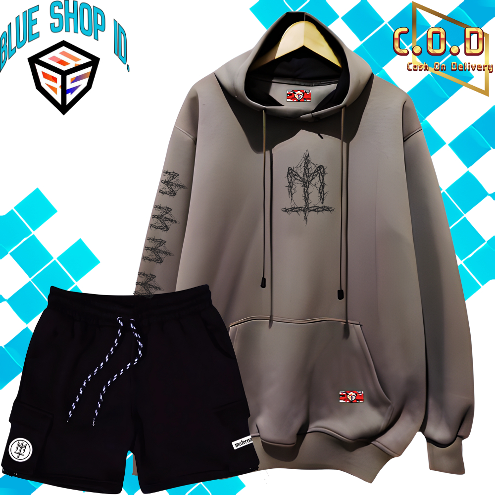 Oneset Hoodie Celana Pendek Pria Wanita Distro Stelan Sweater Celana Cargo Cowok Cewek Outfit Style 