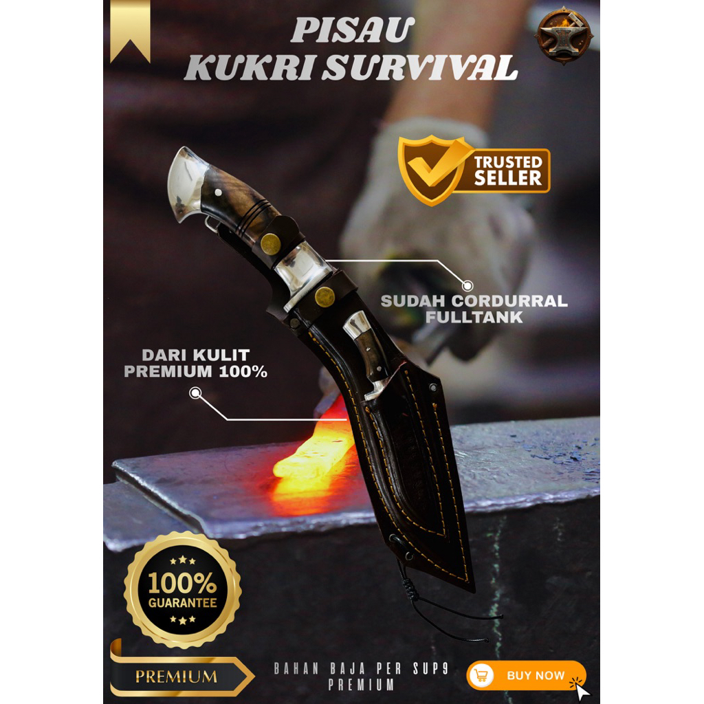 [BILAH PREMIUM] PISAU KUKRI SURVIVAL PISAU BAJA PER ASLI 100% Baja Per SUP9 Original Premium