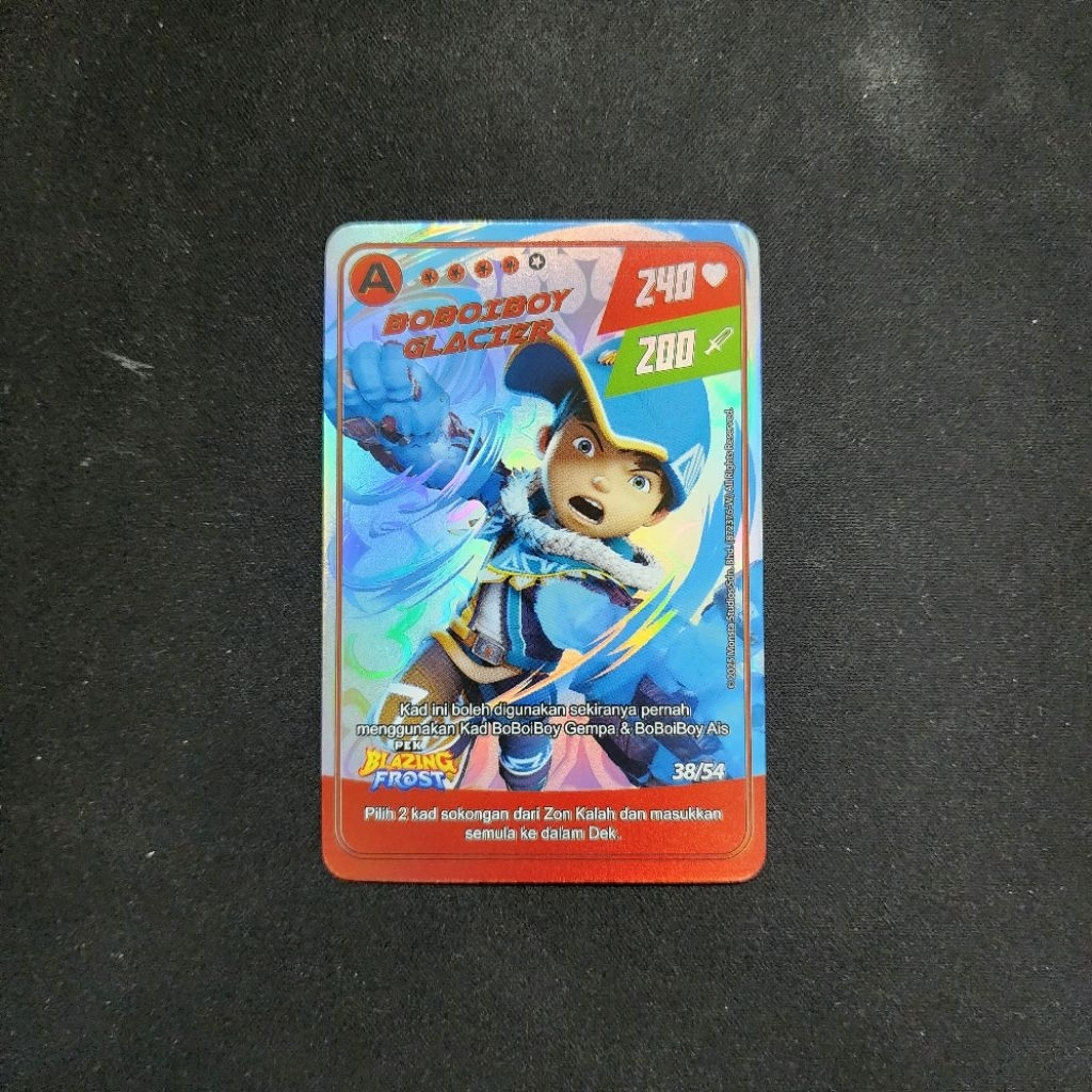 Kartu Boboiboy Monsta Galaxy Card Malaysia - Boboiboy Glacier 38/54 (A Rank Silver Card) Pek Blazing