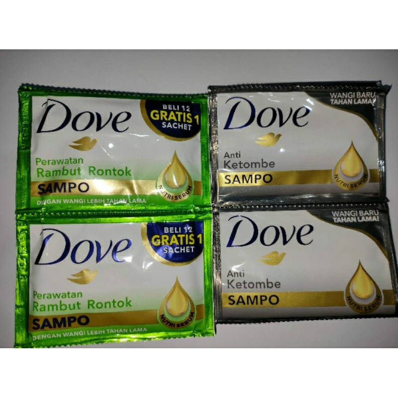 12 Sachet Shampo Dove 9ml - Solusi Rambut Rontok, Anti Ketombe, Anti Lepek