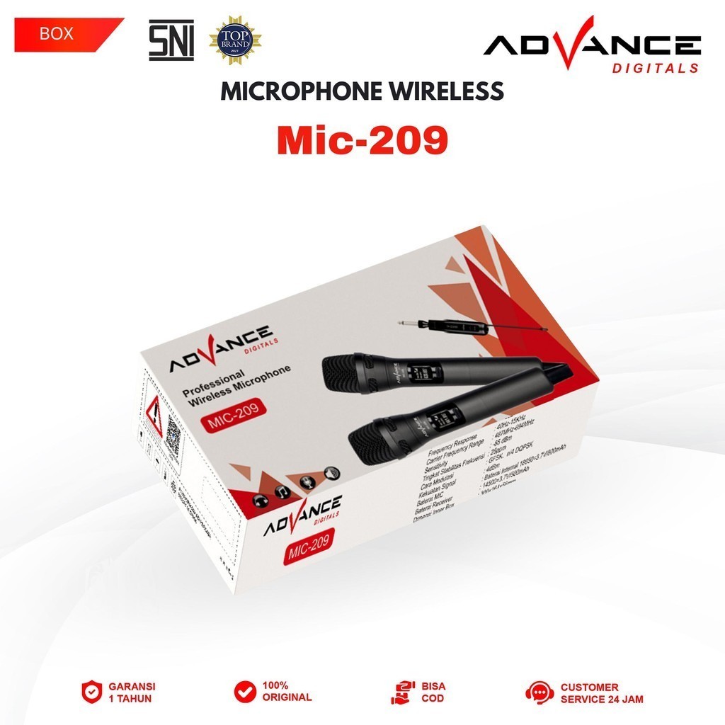 Advance MIC-209 Double Mic Wireless Recharger Bisa digunakan untuk Souncard/Speaker