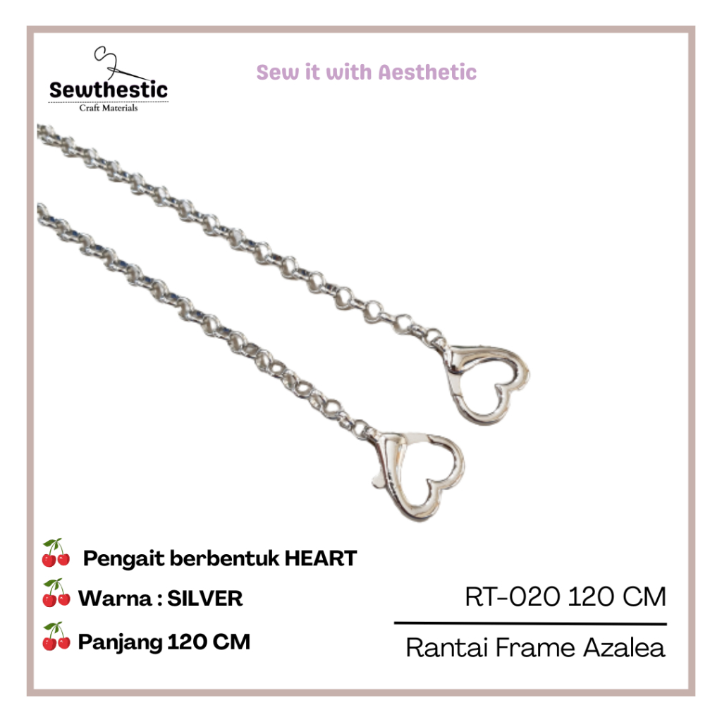 RT-020 Rantai Azales | 120 CM | Rantai Tas Metal Alloy 120 cm | Tali Selempang Tas Silver