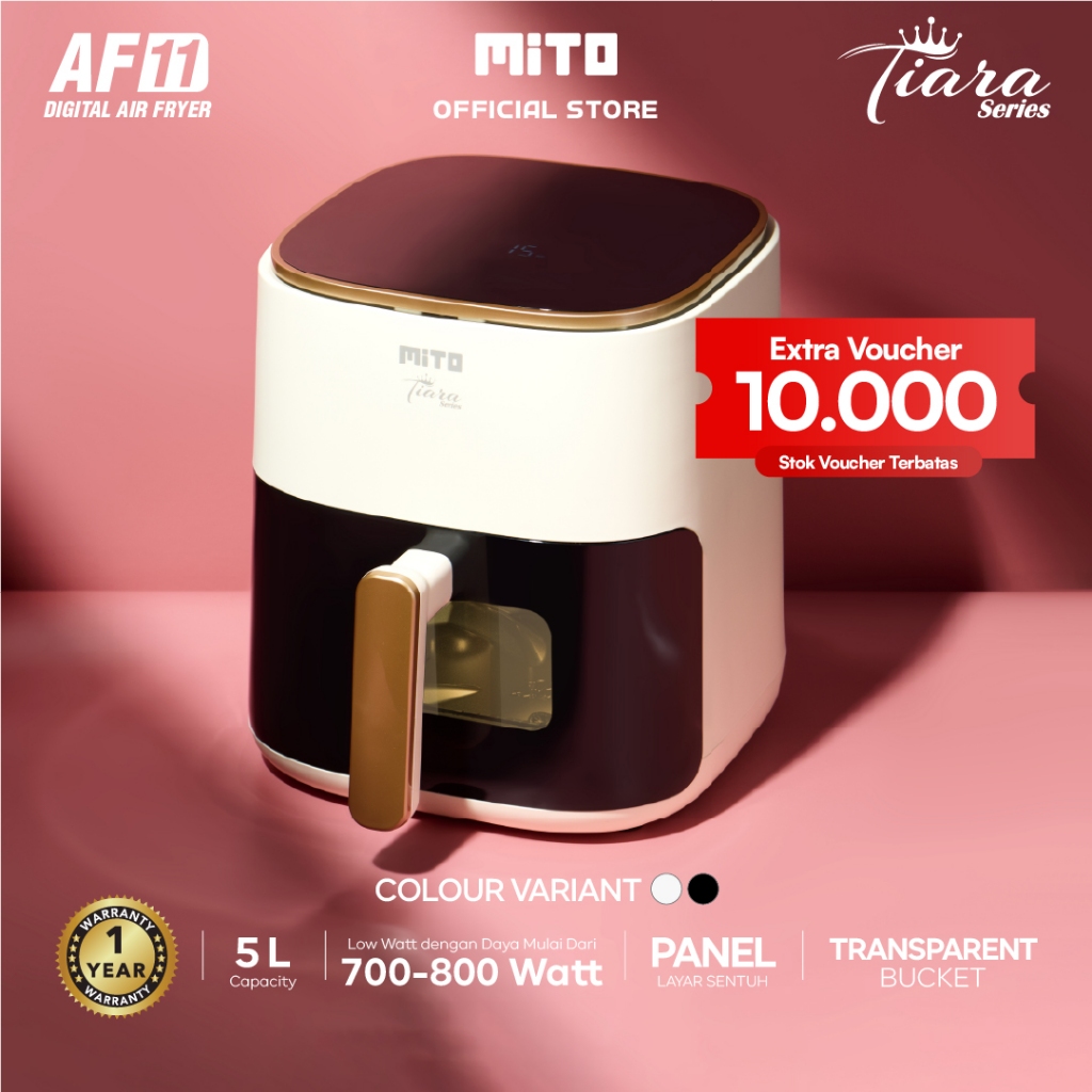 MITO Air Fryer Tiara Series AF11 Digital 5L Low Watt