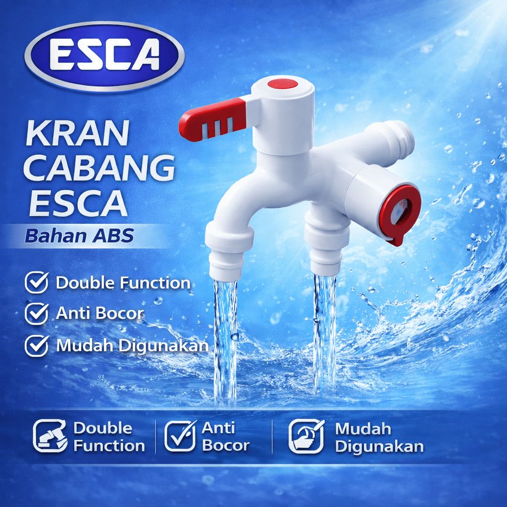 ESCA - 14B13 Kram Cabang Shower ABS Putih Minimalis 1/2 Inc ESCA 11C