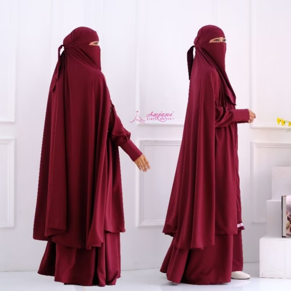 sp anja Arafah Set Syari Gamis Syari Set Jilbab Plus Cadar Bandana