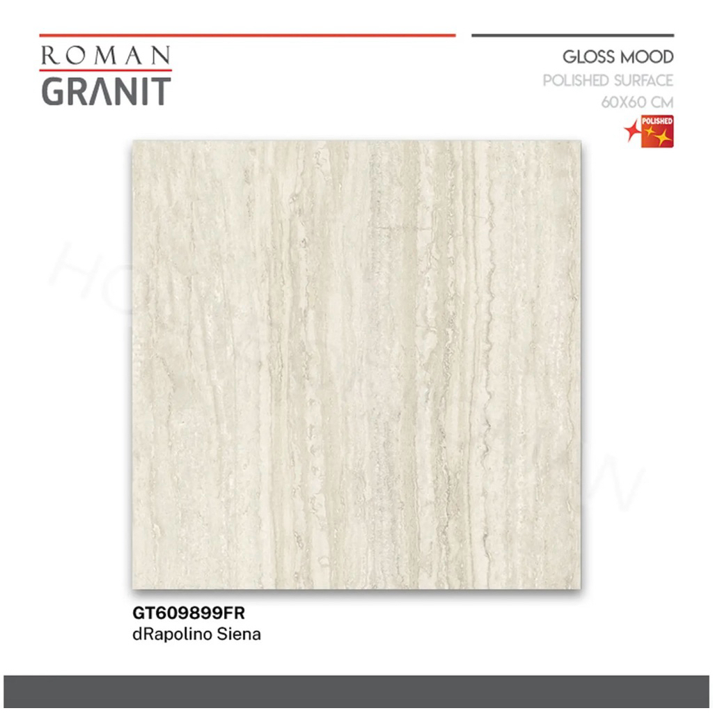 Roman Granit 60x60 Glossy dRapolino Bone/Keramik Lantai 60x60 Mengkilat/Keramik 60x60