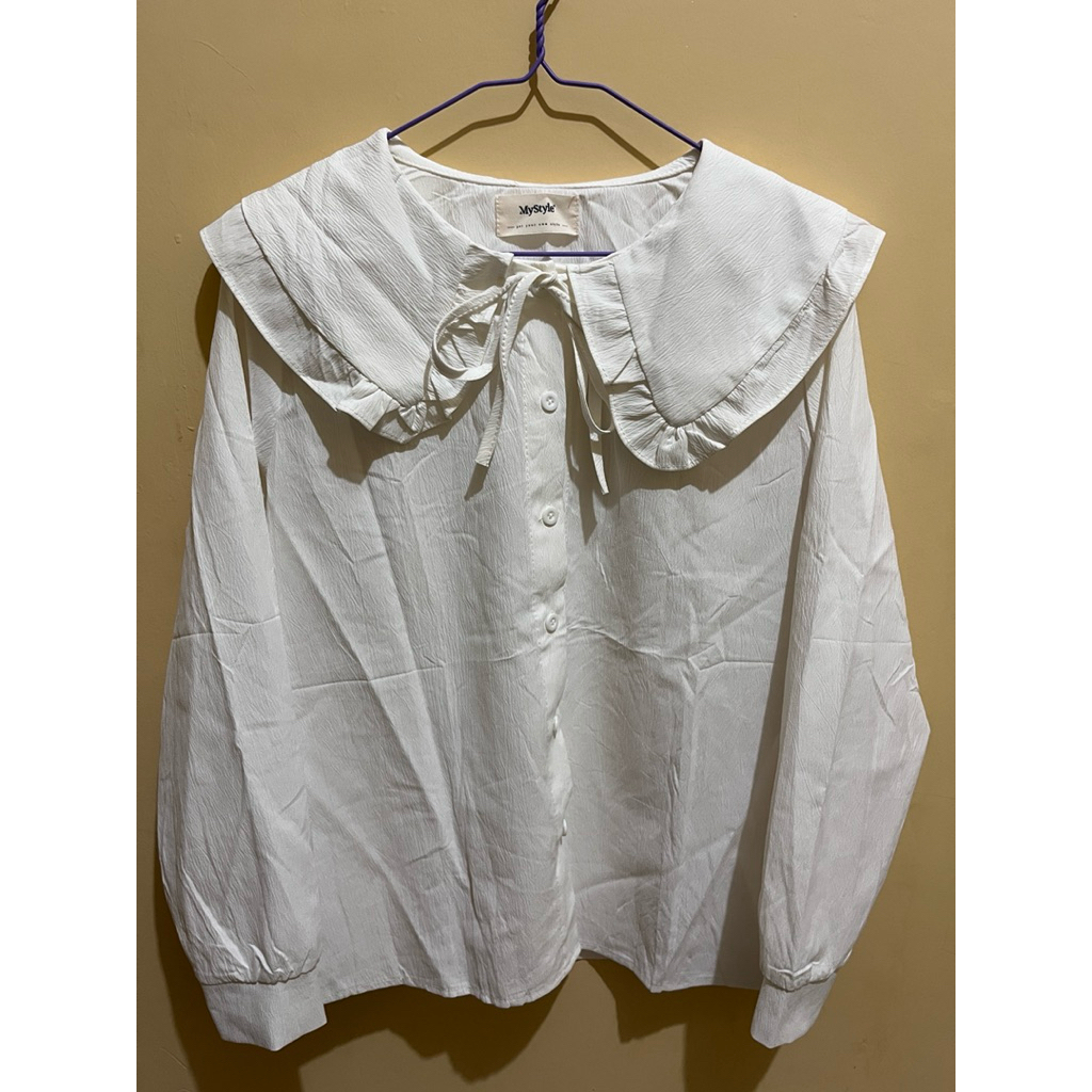blouse ruffle mystyle putih BW