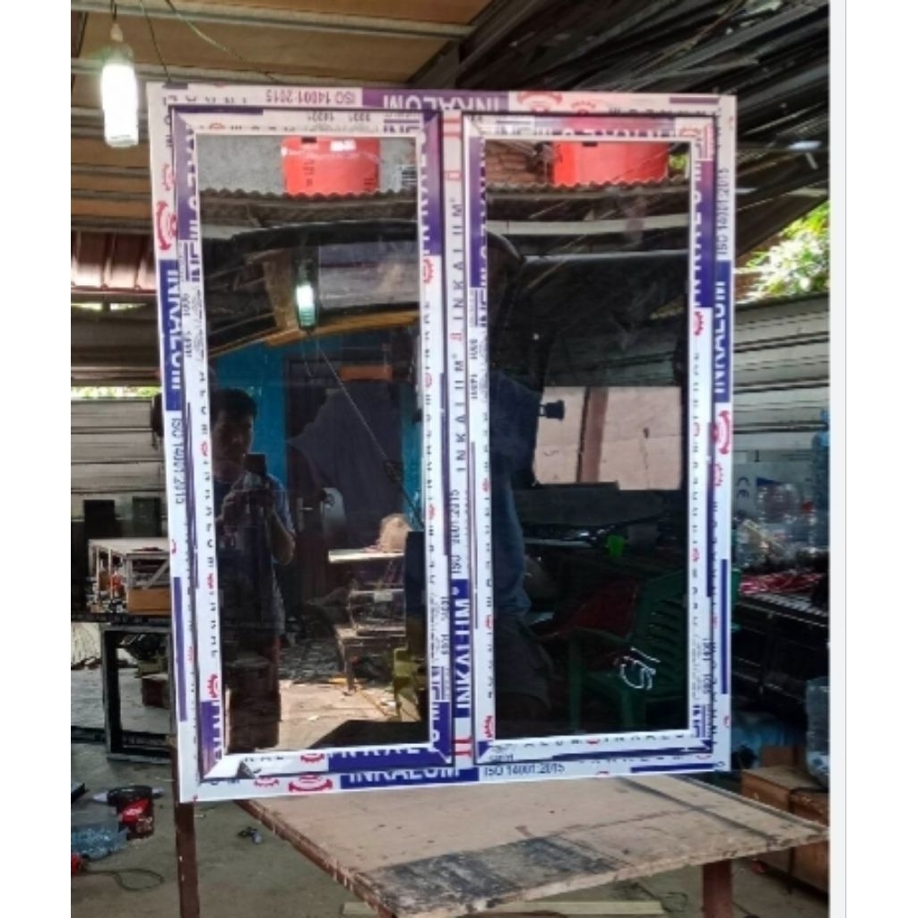 kusen jendela aluminium gandeng 4in inkalum ukuran 140x90