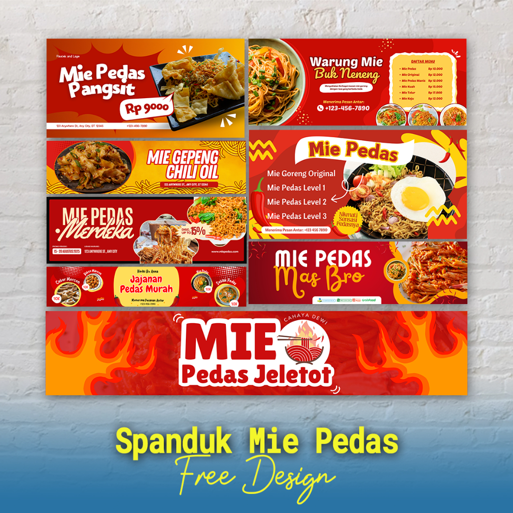Spanduk Mie Pedas, Spanduk Usaha Jualan, Spanduk Usaha Mie Pedas, Spanduk Warung Makan, Spanduk Ukur