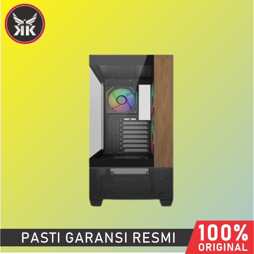 COOLER MASTER ELITE 690 WOOD ATX BLACK / WHITE | CASING PC GAMING ATX