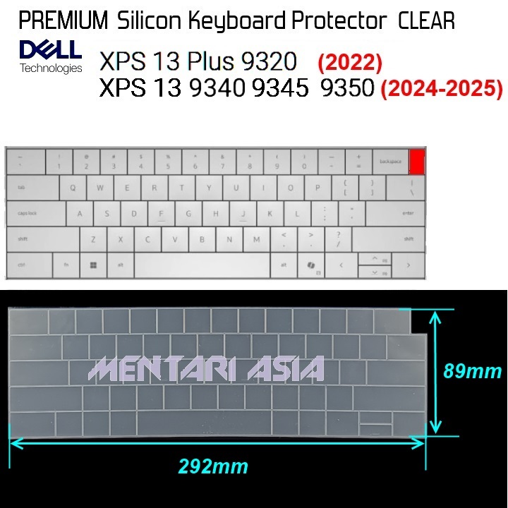 Keyboard Protector DELL XPS 13 9320 (2022) 9340 9345 9450 (2024-2025) - PREMIUM Silicon CLEAR