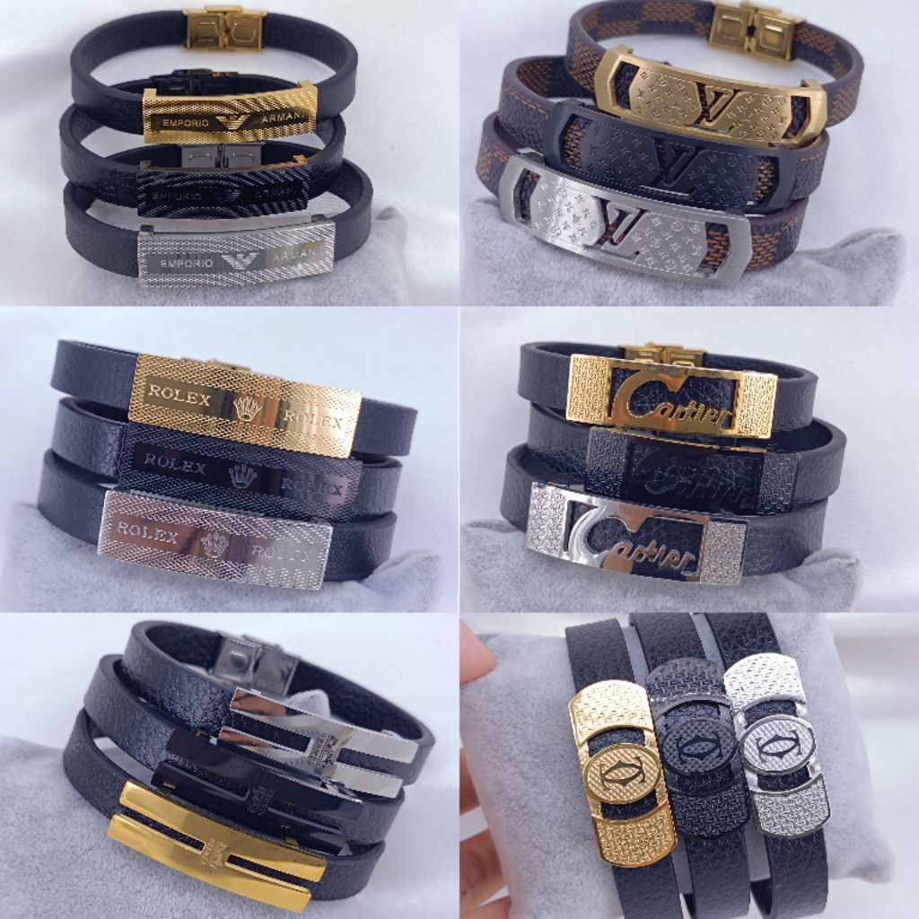 Gelang Kulit Pria Gelang Cowok Aksesoris Cowok Fashion  Cowok 64137