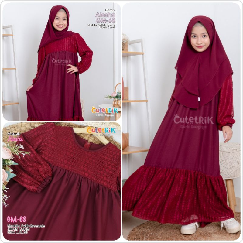 BAJU MUSLIM GAMIS ANAK PEREMPUAN CUTETRIK ALESHA GM 68 CUTETRIK PESTA MODERN BROKAT MEWAH REMAJA SYA