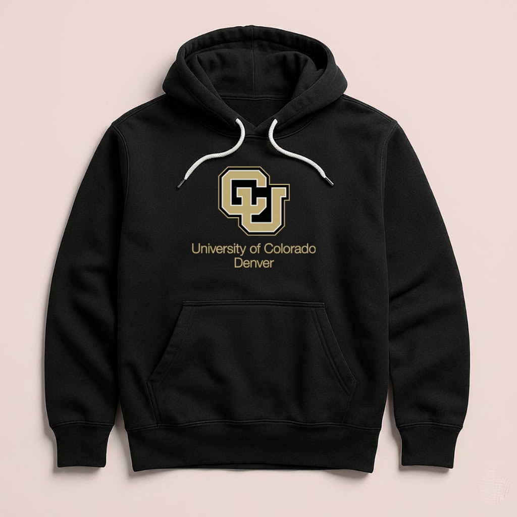 Hoodie CU Uniersity of Colorado Denver  Unisex Sweater Fleece Black Hitam Cloth
