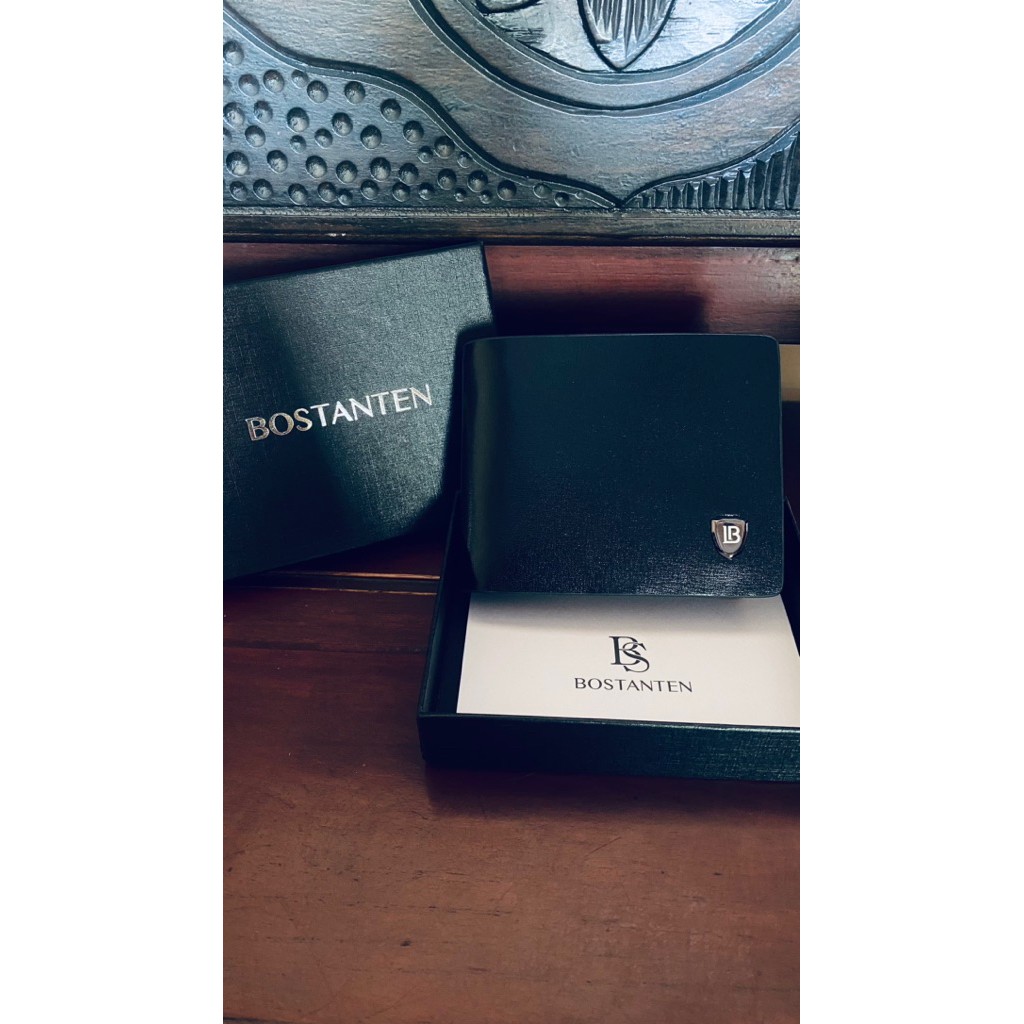 Dompet Pria Original BOSTANTEN Hitam Bahan Kulit Asli Sapi