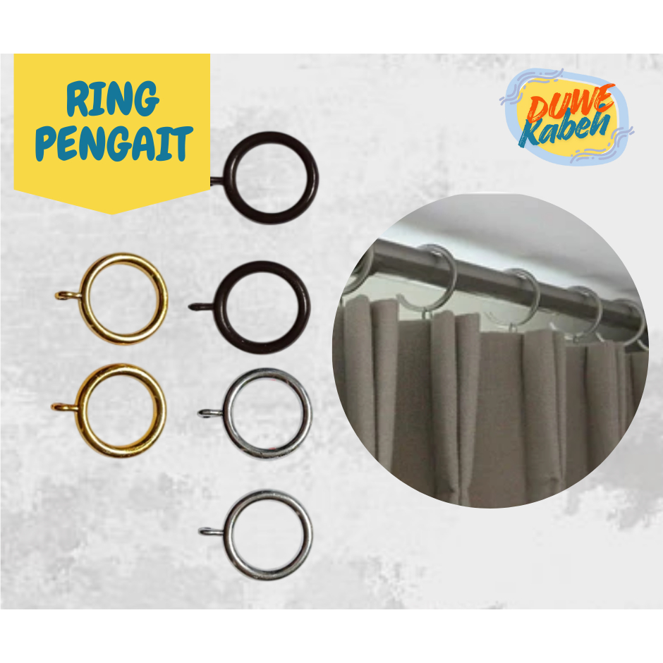 Ring Gorden Plastik Bulat Gantungan Horden Hordeng Emas Gold Silver Hitam / Gorden