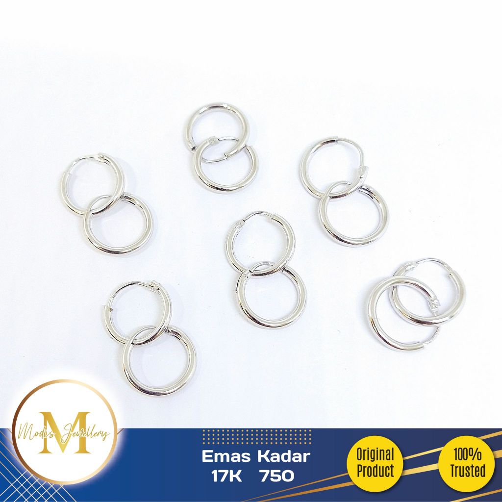MODIS JEWELLERY - Anting Bayi Gipsy Putih - Emas 17k  750