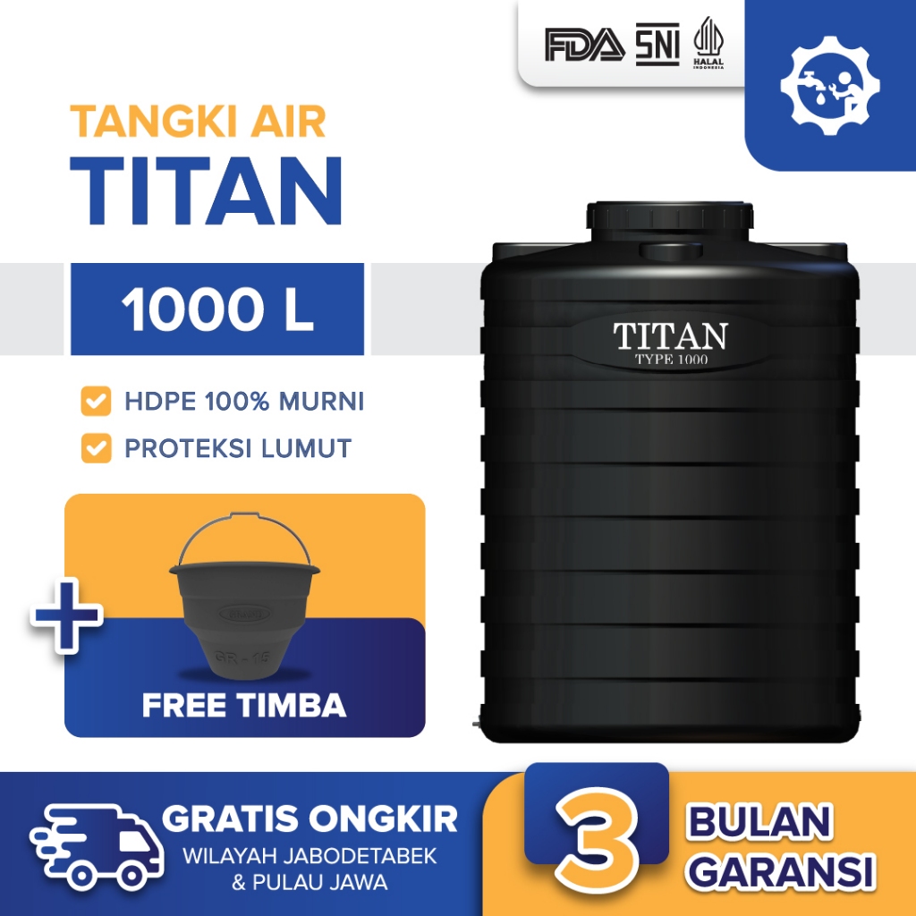 Tangki Toren Tandon Air Titan Blow 1000 Liter Anti pecah Anti Lumut Free Ongkir
