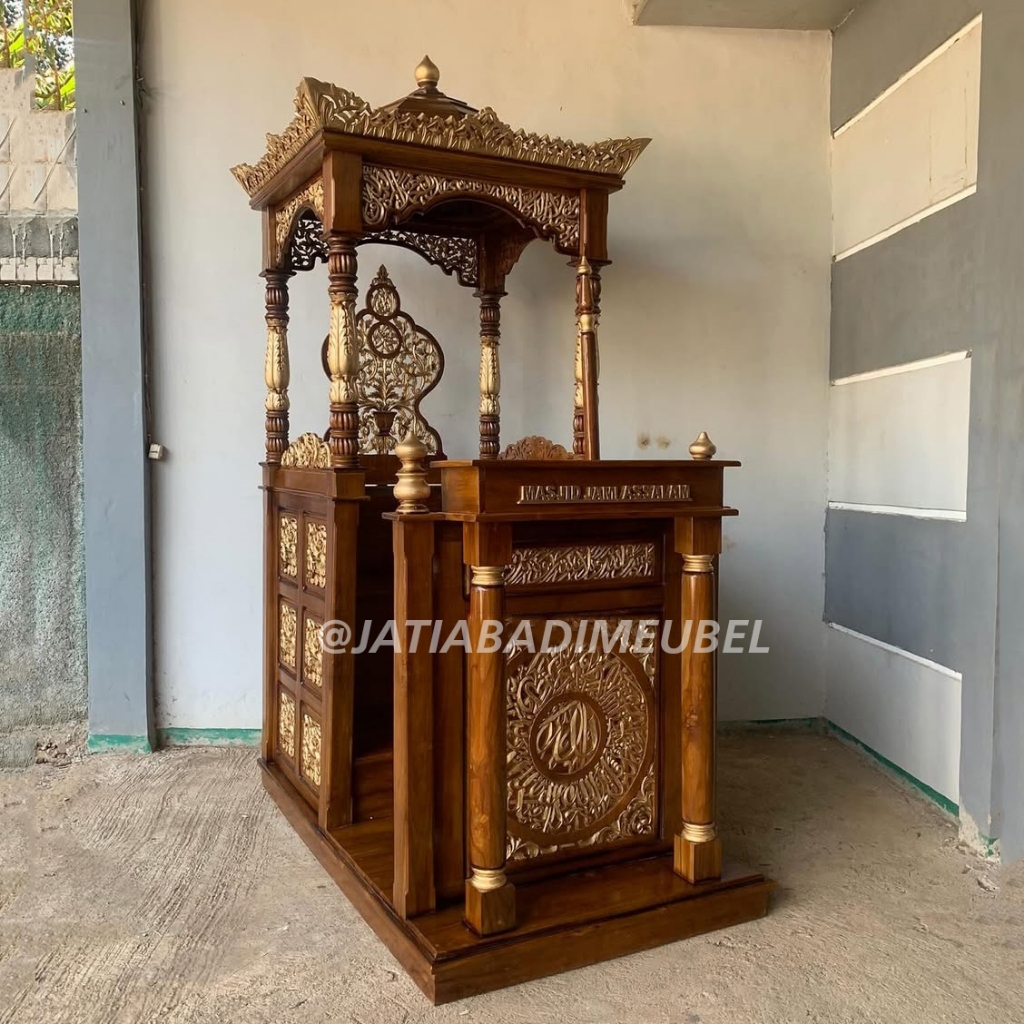 Mimbar Masjid Kubah Besar Ukiran Kayu Jati, Mimbar Masjid Khutbah Jati Pintu Samping