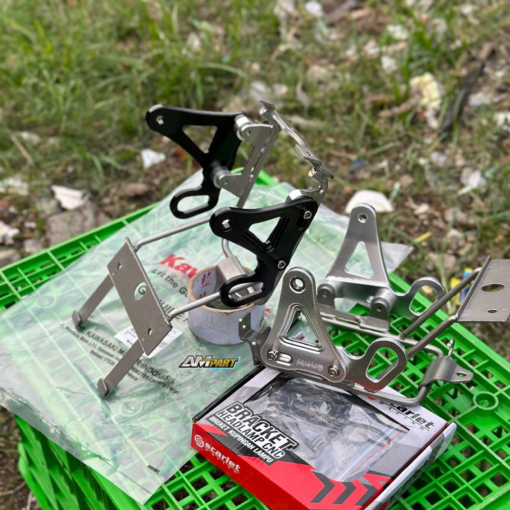 BREKET LAMPU TRALIS LAMPU NINJA SS ORIGINAL SET KUPINGAN CNC SCARLET